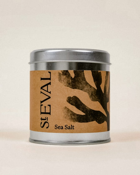 Sea Salt Scented Tin Candle by St Eval - fresh mineral sea-breeze scent - lidded tin - made in Cornwall - Fodder