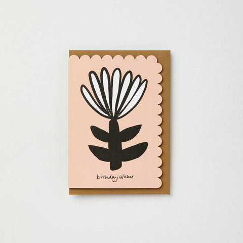 White and Peach Dahlia Birthday Wishes card