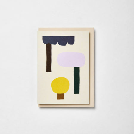 Abstract art print with colorful shapes on a beige background. Housewarming Card | Kinshipped | Shop Fodder