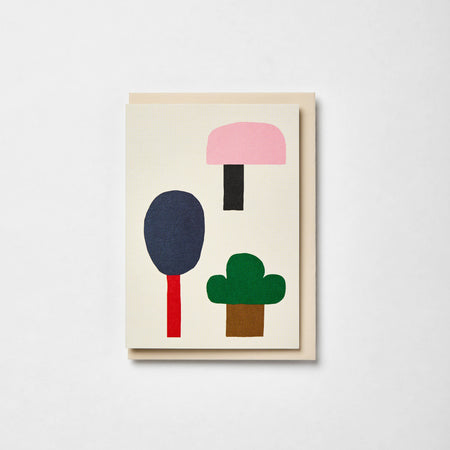 Abstract art print with colorful geometric shapes on a beige background. Greetings Card | Kinshipped | Shop Fodder