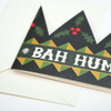 Christmas-themed card with 'Bah Hum' text on a white background. Hadley Paper Goods | Shop Fodder