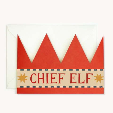 Chief Elf Party Hat Card
