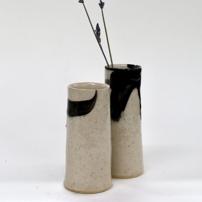 Two ceramic vases with black accents on a white background | Janne Meijer | Shop Fodder