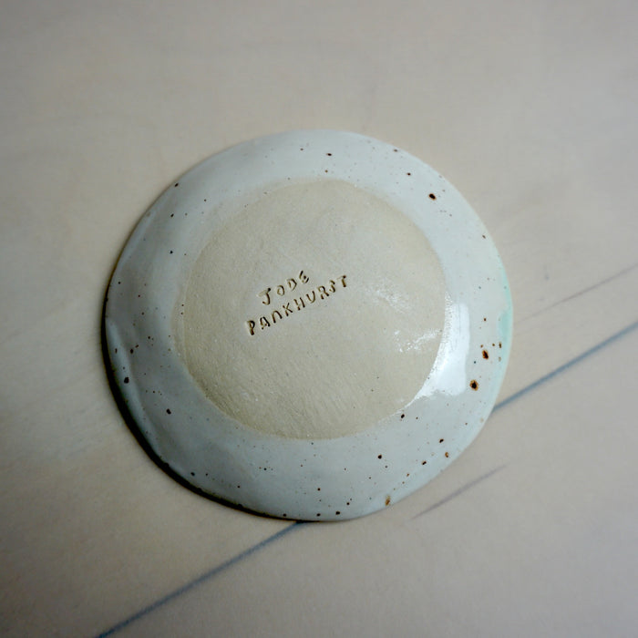 Ceramic plate with speckled texture on a light background. Diddy Bowl | Jode Pankhurst | Shop Fodder