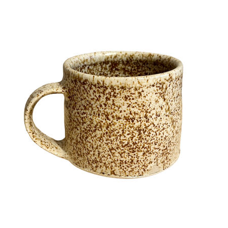 Speckled brown ceramic mug on a white background. Lily Pearmain Ceramics | Shop Fodder