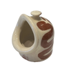 Ceramic Salt Pig with terracotta abstract design on a white background. Lily Pearmain Ceramics | Shop Fodder