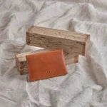 the back of a leather envelope wallet 