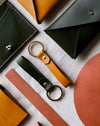 Hand-stitched detail - split ring - leather keyring - Rooted Earth Collection