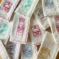 Embroidered Christmas Condiment Napkins | Set of 6