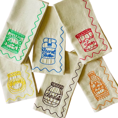 Embroidered Preserves Linen Napkins | Set of 6
