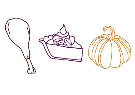 Drawings for Thanksgiving Embroidered Napkins. See & Quin for Shop Fodder
