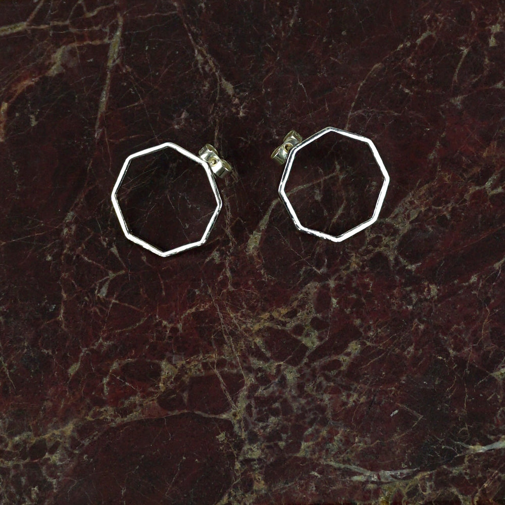 Everyday Silver Octagon Studs