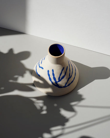 Blue & Stoneware Cone Vase | Sophie Alda | Shop Fodder