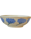 Ceramic bowl with blue floral designs on a beige background. Sophie Alda Yarrow Bowl | Shop Fodder