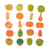 Decorative string with colorful pumpkins and gourds on a white background. Squash Autumn Handprinted Garland | East End Press | Shop Fodder
