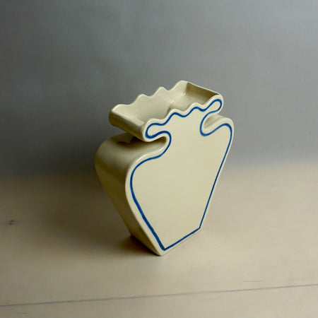 Ceramic vase with blue abstract design on a gray background | Studio ERS | Shop Fodder