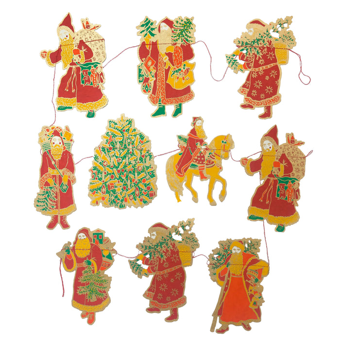 Decorative string with cartoon characters and Christmas trees on a white background. East End Press | Shop Fodder