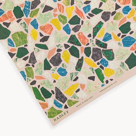 Colorful terrazzo patterned paper with 'Hadley' branding on a white background.  | Hadley Paper Goods | Shop Fodder