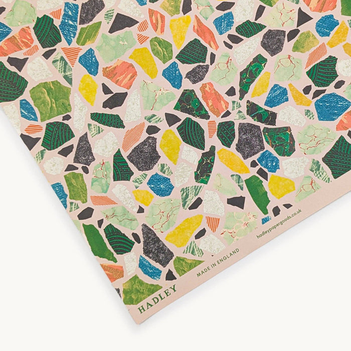Colorful terrazzo patterned paper with 'Hadley' branding on a white background.  | Hadley Paper Goods | Shop Fodder