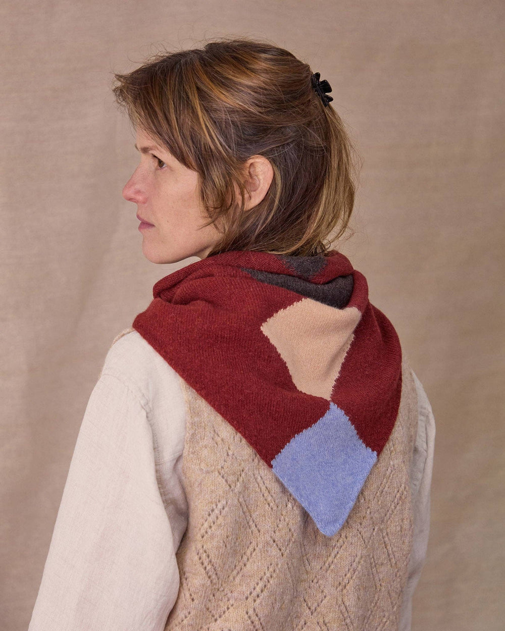 Harlequin Neckerchief, Berry | Rove Knitwear