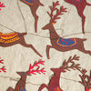 Pattern of stylized deer with colorful antlers on a textured beige background. | East End Press | Shop Fodder