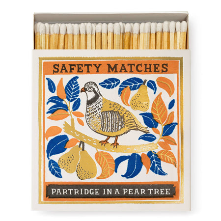 Matches box with partridge and pear design on a white background - Matches | Archivist Gallery | Shop Fodder