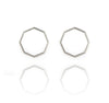 Set of four silver hexagonal rings on a white background | Everyday Silver Octagon Studs | Scarlett French | Fodder