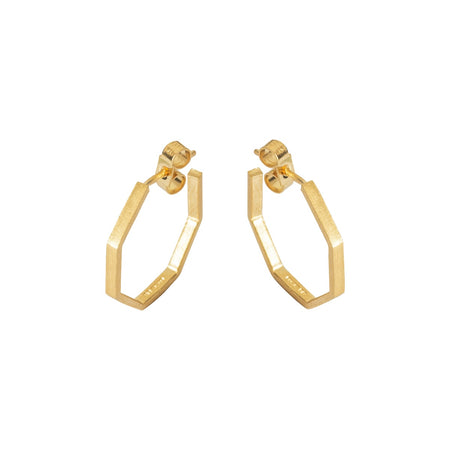 Gold hoop earrings on a white background | Everyday Gold Octagonal Hoops | Scarlett French | Fodder