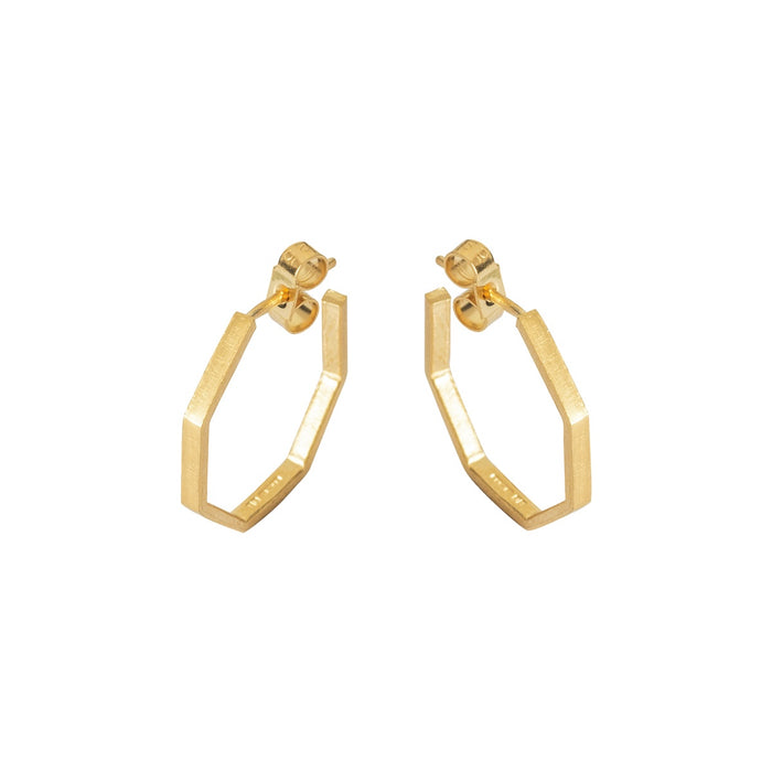 Gold hoop earrings on a white background | Everyday Gold Octagonal Hoops | Scarlett French | Fodder