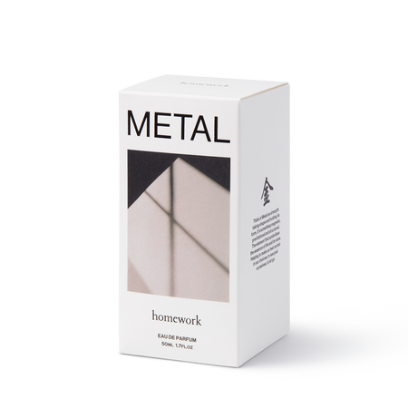 White packaging box with 'METAL' and 'homework' text on a white background | Homework Store | Shop Fodder